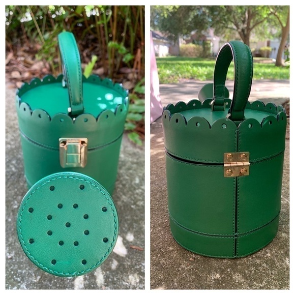 Kate Spade Rare Watering Can Green Flower Pot Bag - Picture 5 of 8